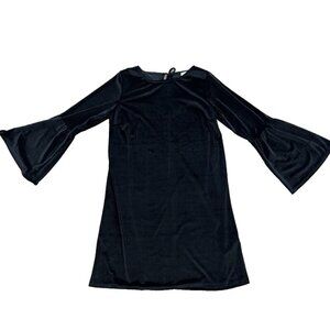 Emberley Womens XL Black Witchy Goth Bell Sleeve Soft Stretch Velvet Shift Dress